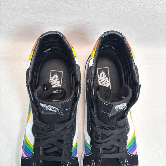 Vans Sk8-Hi Rainbow Prism Black Suede High Top Sneakers Mens 11.5 Womens 13 - Picture 7 of 10